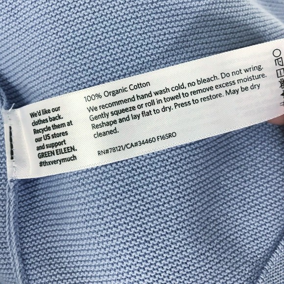 Eileen Fisher Sweater XS Organic Cotton Knit Pullover 3/4 Sleeve Periwinkle - Picture 5 of 8